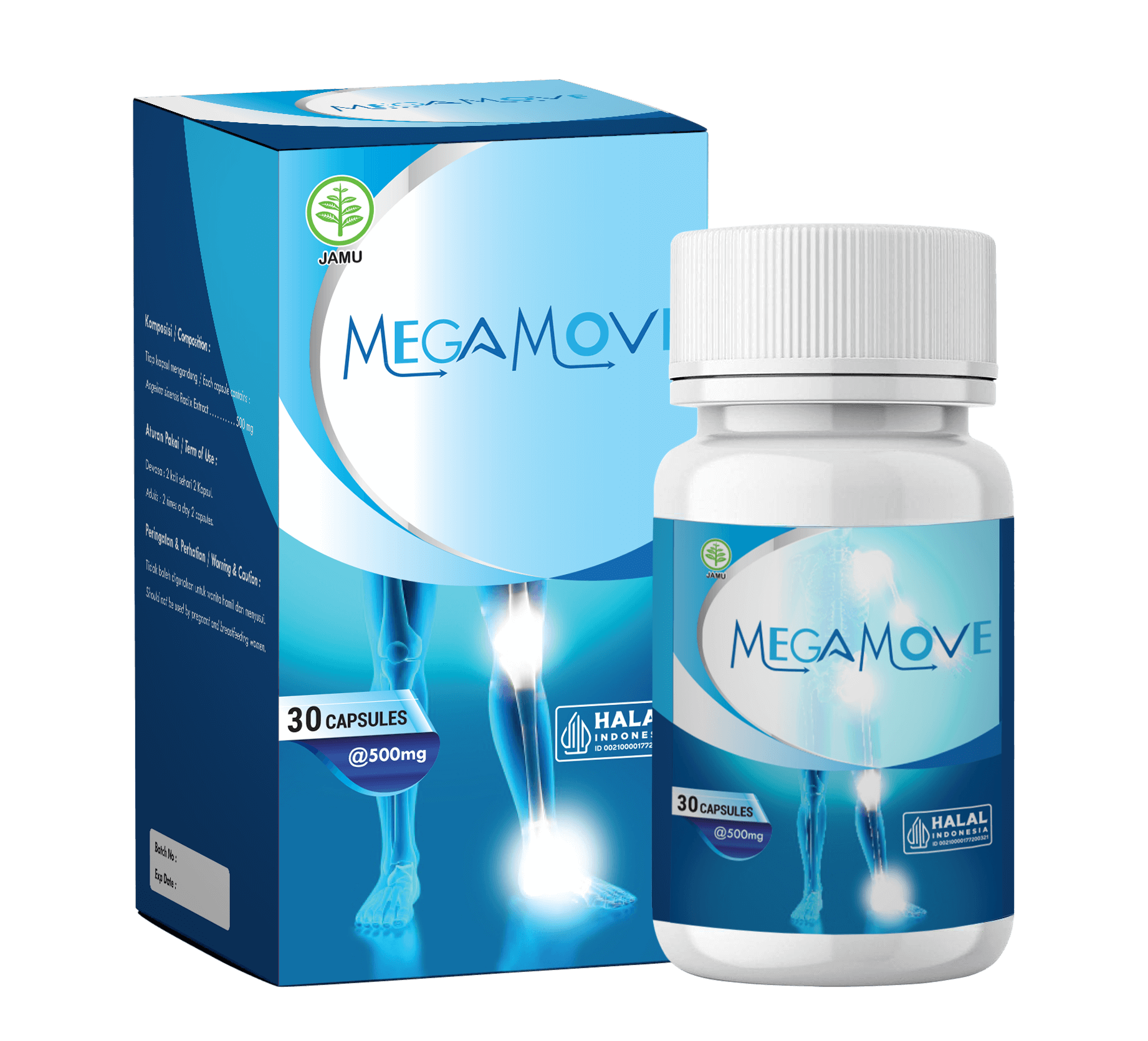 Kemasan Produk Megamove untuk kesehatan persendian